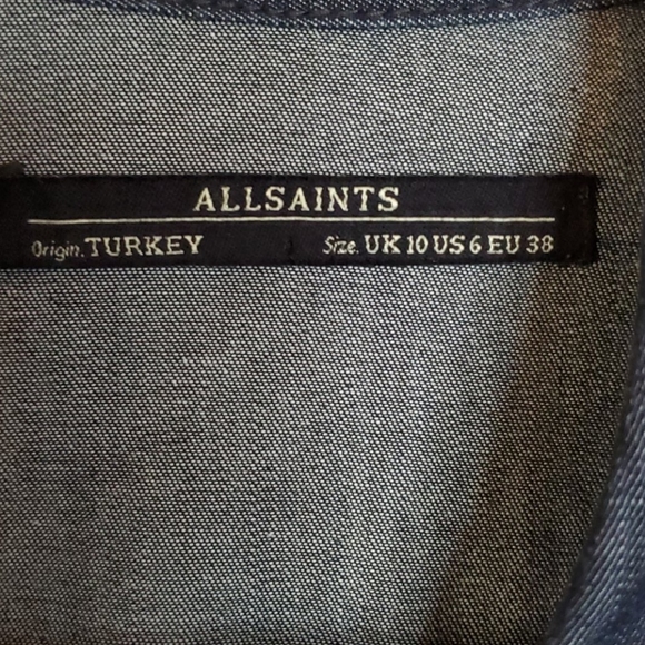 All Saints Denim Blouse with Black Trim - Picture 7 of 10
